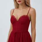 Midi Dress Women Corset Bodice Pleated Gathered Skirt - Evergreen Outfits - Women Midi Dress