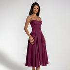 Midi Dress Women Corset Bodice Pleated Gathered Skirt - Evergreen Outfits - Women Midi Dress