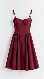 Midi Dress Women Corset Bodice Pleated Gathered Skirt - Evergreen Outfits - Women Midi Dress