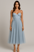 Midi Dress Women Corset Bodice Pleated Gathered Skirt - Evergreen Outfits - Women Midi Dress