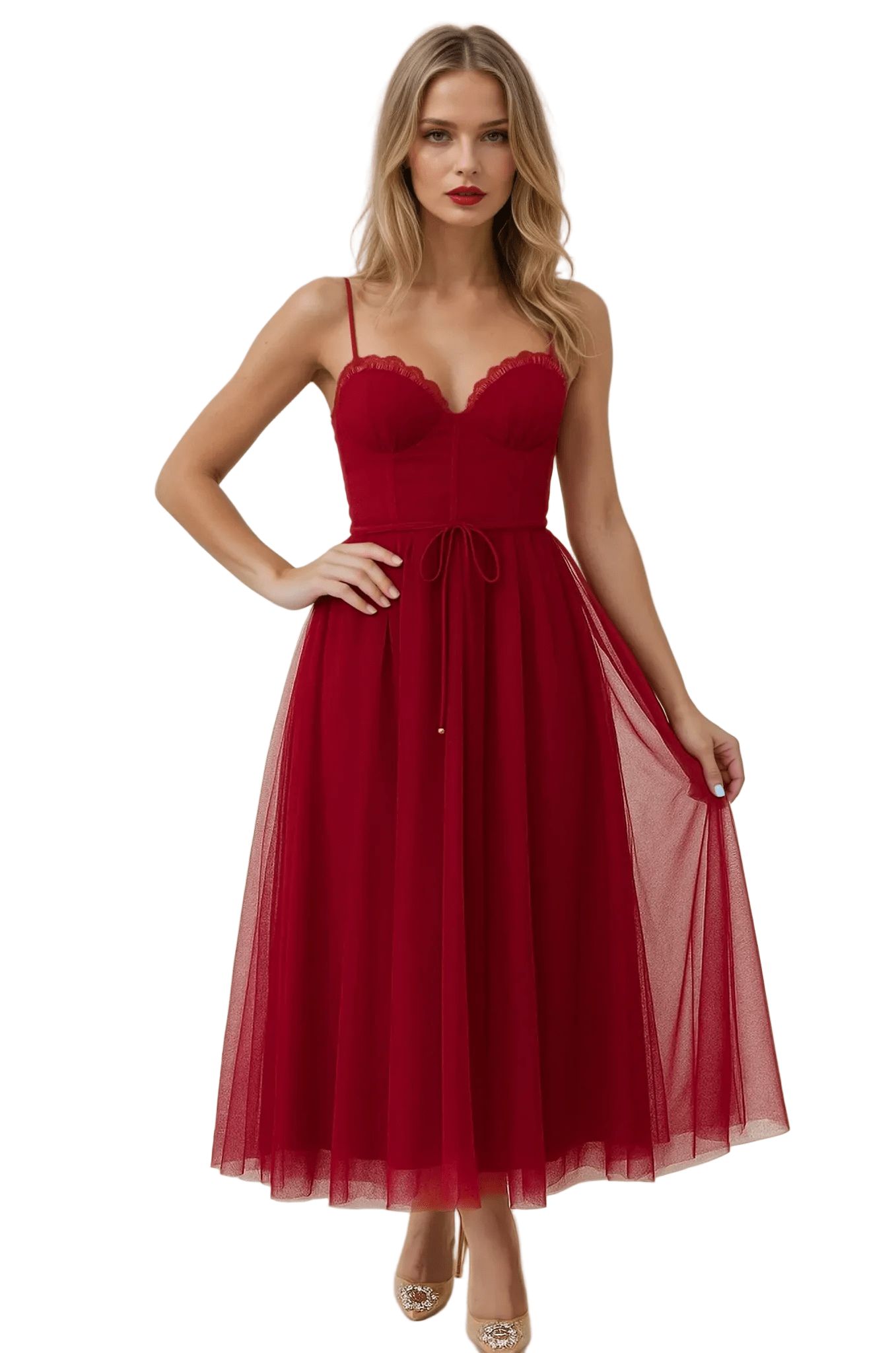 Midi Dress Women Corset Bodice Pleated Gathered Skirt - Evergreen Outfits - Women Midi Dress