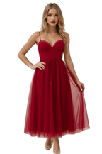 Midi Dress Women Corset Bodice Pleated Gathered Skirt - Evergreen Outfits - Women Midi Dress
