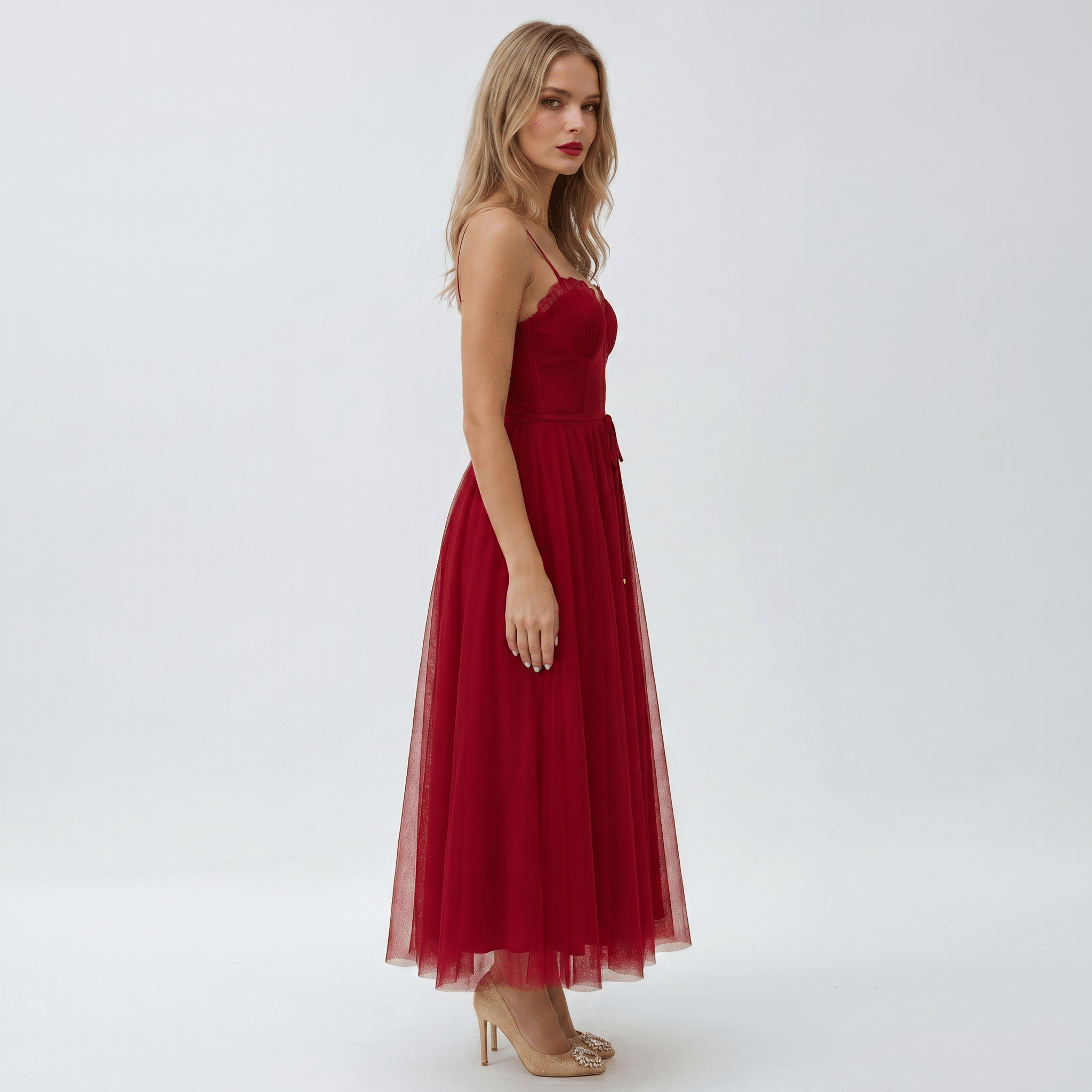 Midi Dress Women Corset Bodice Pleated Gathered Skirt - Evergreen Outfits - Women Midi Dress