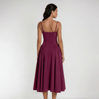 Midi Dress Women Corset Bodice Pleated Gathered Skirt - Evergreen Outfits - Women Midi Dress