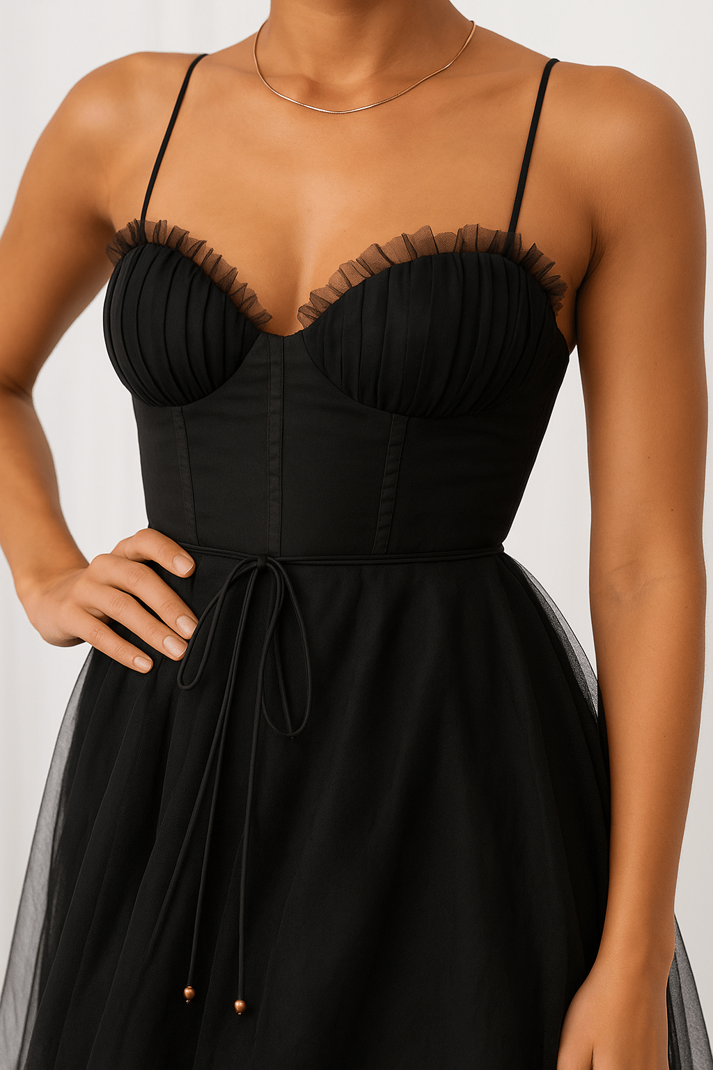 Midi Dress Women Corset Bodice Pleated Gathered Skirt - Evergreen Outfits - Women Midi Dress