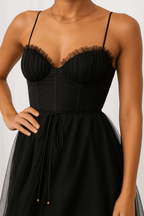 Midi Dress Women Corset Bodice Pleated Gathered Skirt - Evergreen Outfits - Women Midi Dress