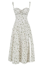 Midi Dress Women Floral Print Sweetheart Neck Waist Tie - Evergreen Outfits- Women Midi Dress