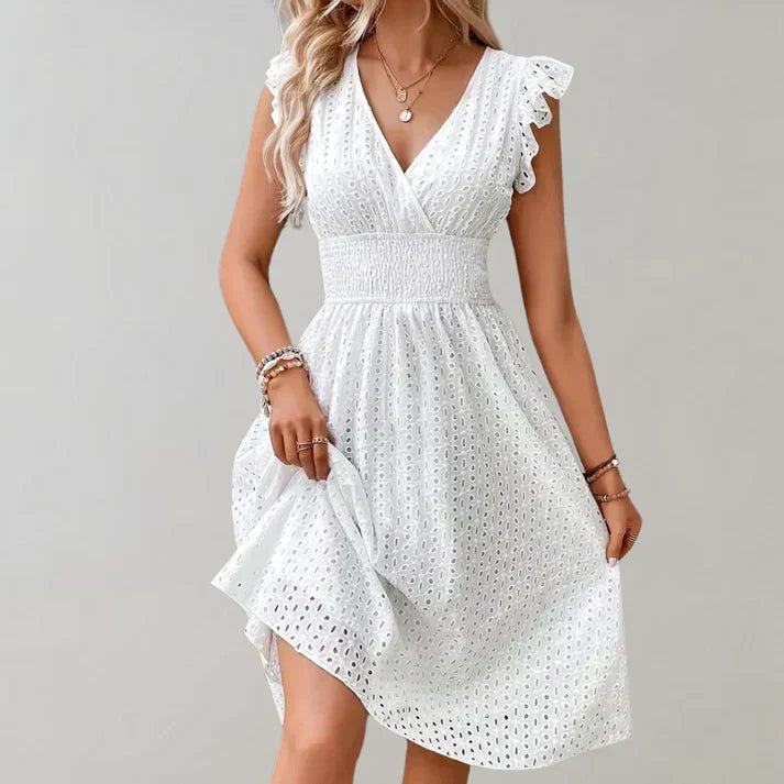Midi Dress Women Lightweight Breathable Flutter Sleeve Fit - Evergreen Outfits- Women Midi Dress