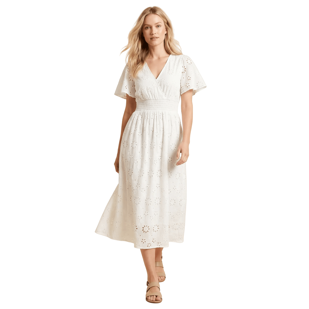 Midi Dress Women Lightweight Breathable Flutter Sleeve Fit - Evergreen Outfits- Women Midi Dress