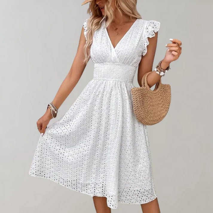 Midi Dress Women Lightweight Breathable Flutter Sleeve Fit - Evergreen Outfits- Women Midi Dress