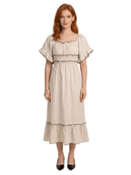 Midi Dress Women Ruffle Hem Loose Fit Short Sleeve Design - Evergreen Outfits- Women Midi Dress