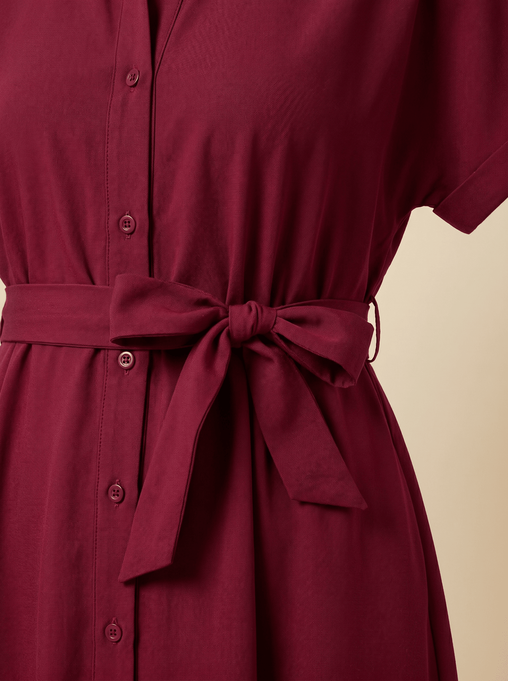 Midi Dress Women Shirt Style Tie Belt Short Sleeve Fit - Evergreen Outfits- Women Midi Dress