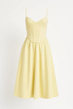 Midi Dress Women Spaghetti Strap Sleeveless Flared Skirt - Evergreen Outfits - Women Midi Dress