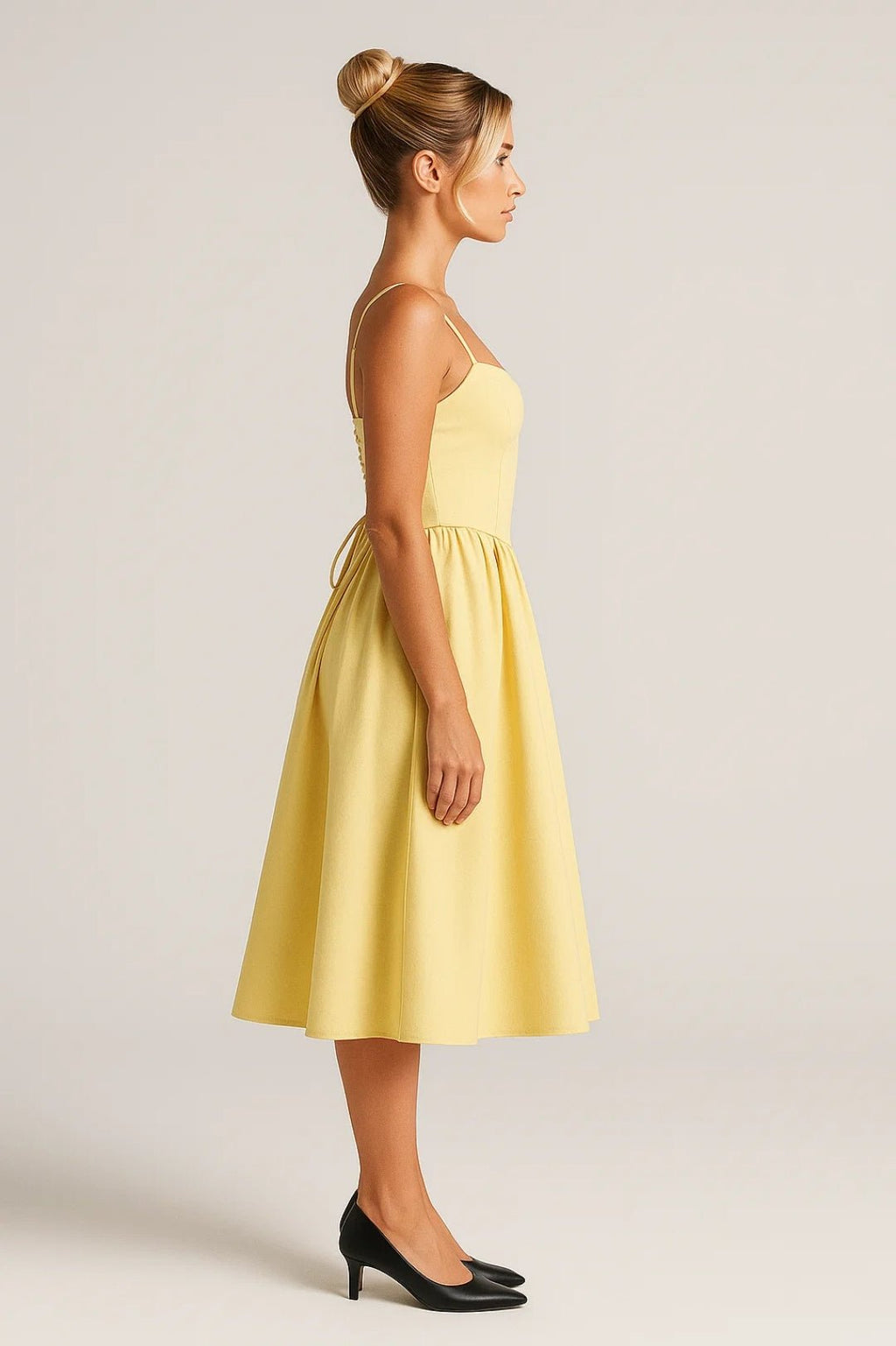 Midi Dress Women Spaghetti Strap Sleeveless Flared Skirt - Evergreen Outfits - Women Midi Dress