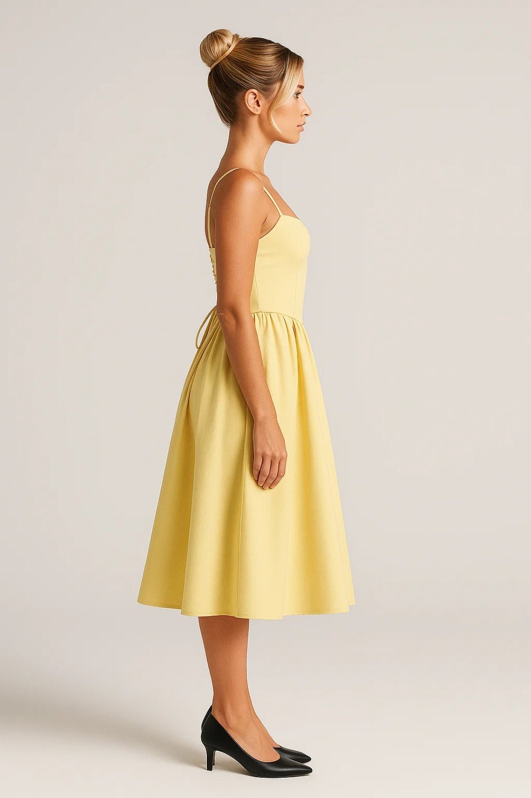 Midi Dress Women Spaghetti Strap Sleeveless Flared Skirt - Evergreen Outfits - Women Midi Dress