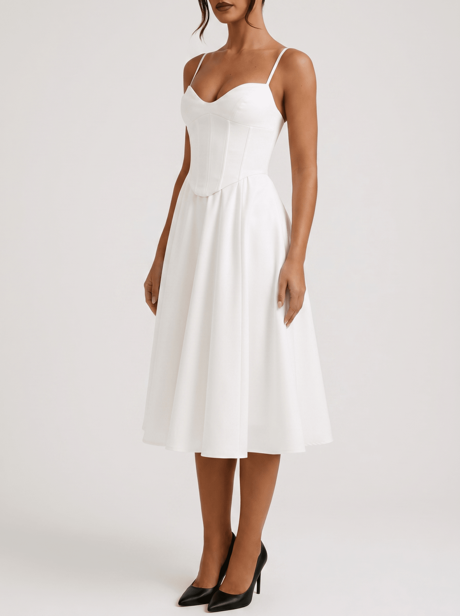 Midi Dress Women Spaghetti Strap Sleeveless Flared Skirt - Evergreen Outfits - Women Midi Dress