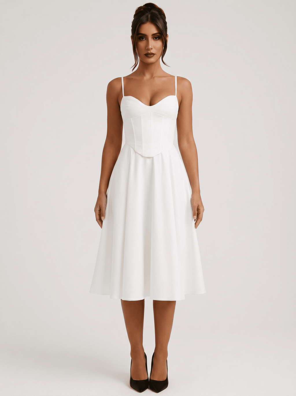 Midi Dress Women Spaghetti Strap Sleeveless Flared Skirt - Evergreen Outfits - Women Midi Dress