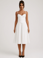 Midi Dress Women Spaghetti Strap Sleeveless Flared Skirt - Evergreen Outfits - Women Midi Dress