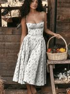 Midi Dress Women V-Neck Relaxed Fit Flowy Silhouette - Evergreen Outfits- Women Midi Dress