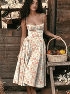Midi Dress Women V-Neck Relaxed Fit Flowy Silhouette - Evergreen Outfits- Women Midi Dress