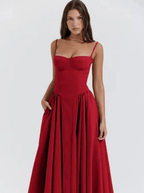 Midi Dress Women V-Neck Relaxed Fit Flowy Silhouette - Evergreen Outfits- Women Midi Dress