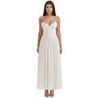 Midi Gown Women Corset Fit Spaghetti Strap Ruched Bust - Evergreen Outfits - Women Midi Dress