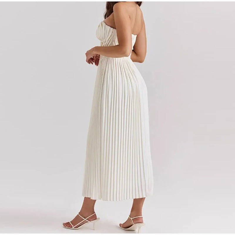 Midi Gown Women Corset Fit Spaghetti Strap Ruched Bust - Evergreen Outfits - Women Midi Dress