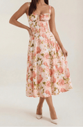 Midi Sundress Women A - Line Fit Sweetheart Neck Lace - Up - Evergreen Outfits - Women Midi Dress