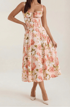 Midi Sundress Women A - Line Fit Sweetheart Neck Lace - Up - Evergreen Outfits - Women Midi Dress