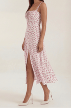 Midi Sundress Women A - Line Fit Sweetheart Neck Lace - Up - Evergreen Outfits - Women Midi Dress