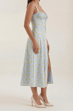 Midi Sundress Women A - Line Fit Sweetheart Neck Lace - Up - Evergreen Outfits - Women Midi Dress