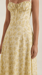 Midi Sundress Women A - Line Fit Sweetheart Neck Lace - Up - Evergreen Outfits - Women Midi Dress