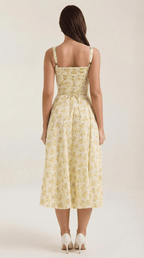 Midi Sundress Women A - Line Fit Sweetheart Neck Lace - Up - Evergreen Outfits - Women Midi Dress
