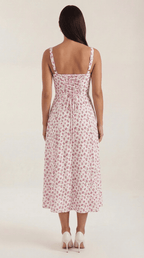 Midi Sundress Women A - Line Fit Sweetheart Neck Lace - Up - Evergreen Outfits - Women Midi Dress
