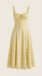 Midi Sundress Women A - Line Fit Sweetheart Neck Lace - Up - Evergreen Outfits - Women Midi Dress