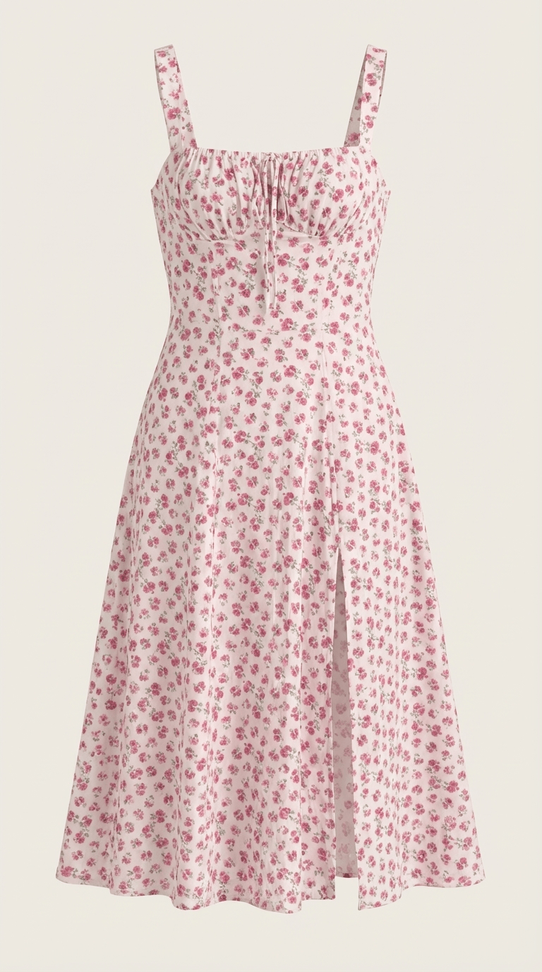Midi Sundress Women A - Line Fit Sweetheart Neck Lace - Up - Evergreen Outfits - Women Midi Dress
