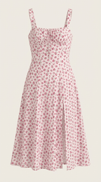 Midi Sundress Women A - Line Fit Sweetheart Neck Lace - Up - Evergreen Outfits - Women Midi Dress