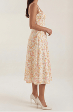 Midi Sundress Women A - Line Fit Sweetheart Neck Lace - Up - Evergreen Outfits - Women Midi Dress
