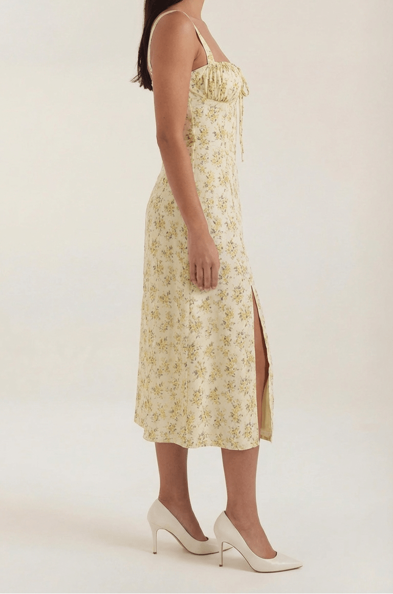 Midi Sundress Women A - Line Fit Sweetheart Neck Lace - Up - Evergreen Outfits - Women Midi Dress