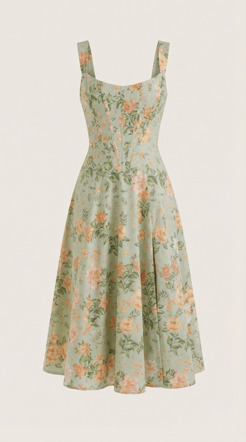 Midi Sundress Women Sweetheart Neckline Front Detail - Evergreen Outfits - Women Midi Dress