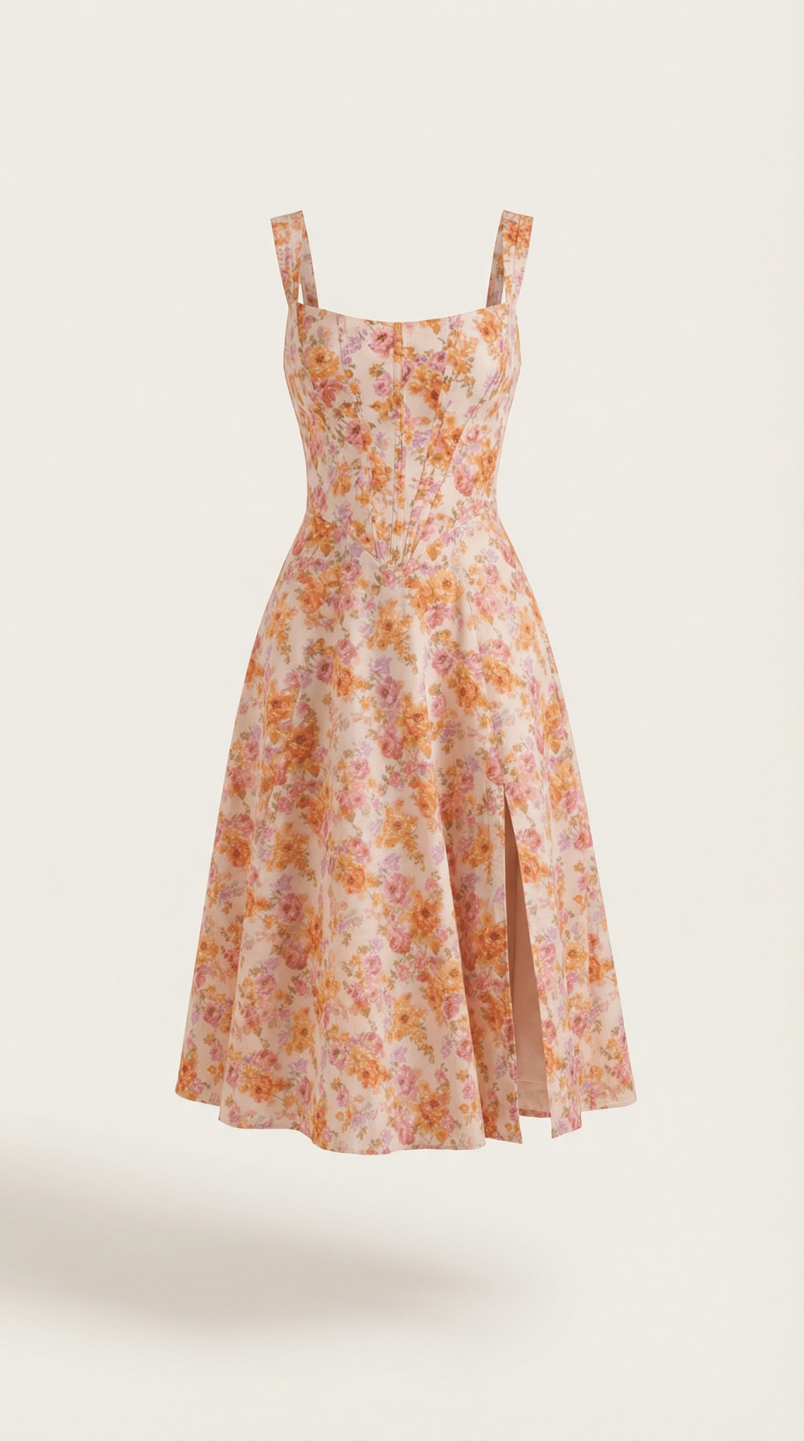 Midi Sundress Women Sweetheart Neckline Front Detail - Evergreen Outfits - Women Midi Dress
