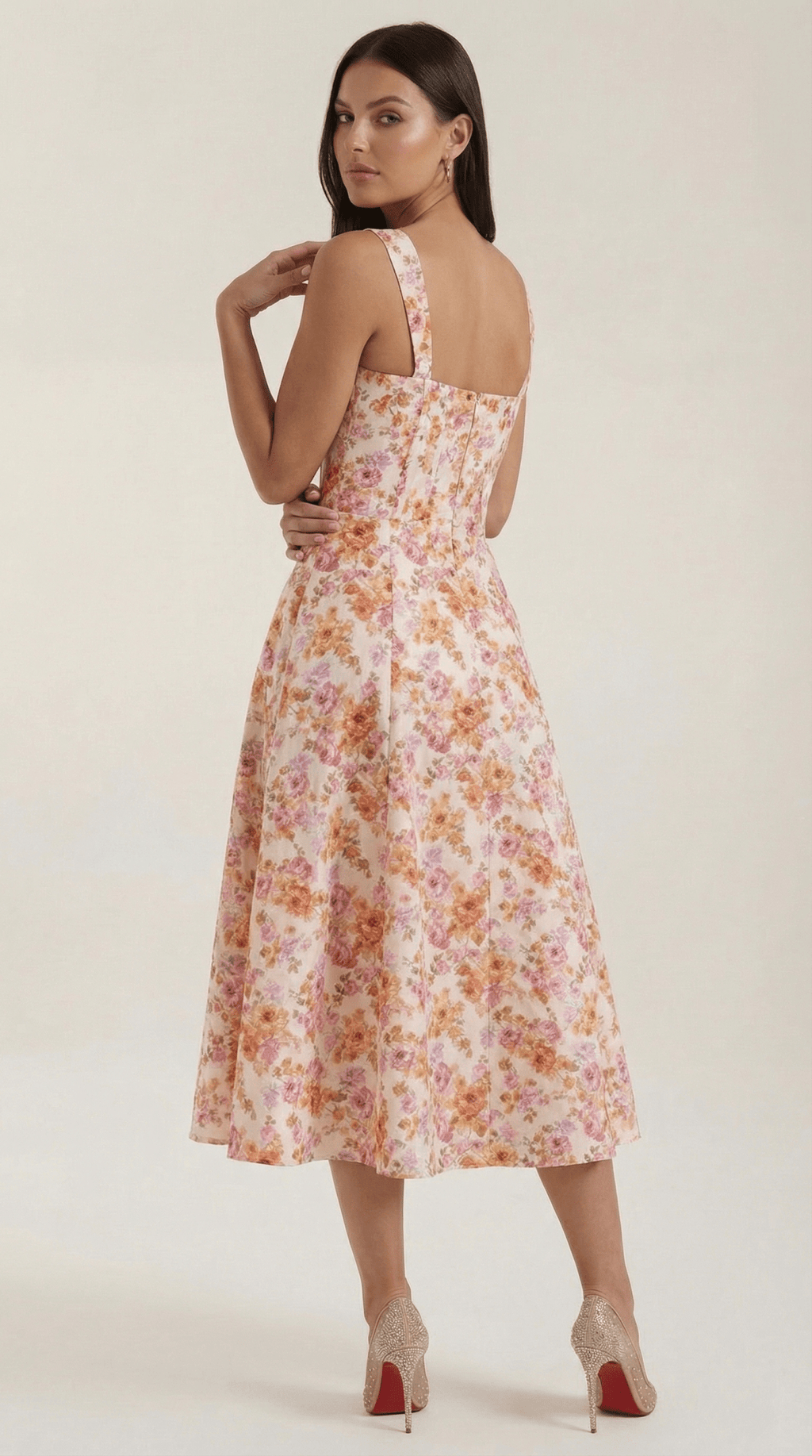 Midi Sundress Women Sweetheart Neckline Front Detail - Evergreen Outfits - Women Midi Dress