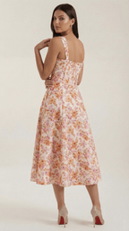 Midi Sundress Women Sweetheart Neckline Front Detail - Evergreen Outfits - Women Midi Dress