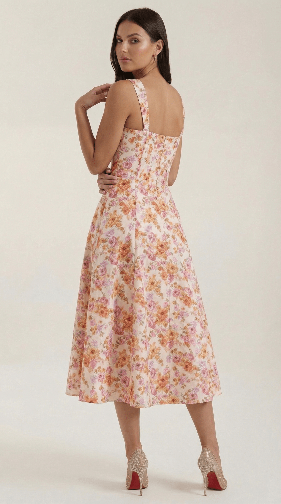 Midi Sundress Women Sweetheart Neckline Front Detail - Evergreen Outfits - Women Midi Dress