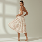 Midi Sundress Women Sweetheart Neckline Lace Up Front - Evergreen Outfits - Women Midi Dress