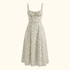 Midi Sundress Women Sweetheart Neckline Lace Up Front - Evergreen Outfits - Women Midi Dress