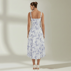 Midi Sundress Women Sweetheart Neckline Lace Up Front - Evergreen Outfits - Women Midi Dress