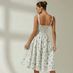 Midi Sundress Women Sweetheart Neckline Lace Up Front - Evergreen Outfits - Women Midi Dress