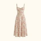 Midi Sundress Women Sweetheart Neckline Lace Up Front - Evergreen Outfits - Women Midi Dress