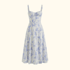 Midi Sundress Women Sweetheart Neckline Lace Up Front - Evergreen Outfits - Women Midi Dress